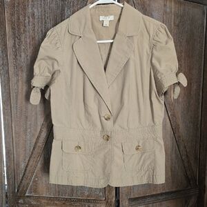 LOFT Tan Blazer Short Sleeve Tailored